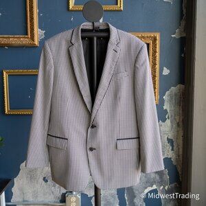 J. Ferrar Black and White Slim Fit Suit Coat